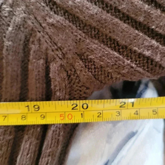 I.D.O La Vie | Long Brown Cardigan with Real Rabbit Fur Detail & String, Size L - Picture 6 of 6